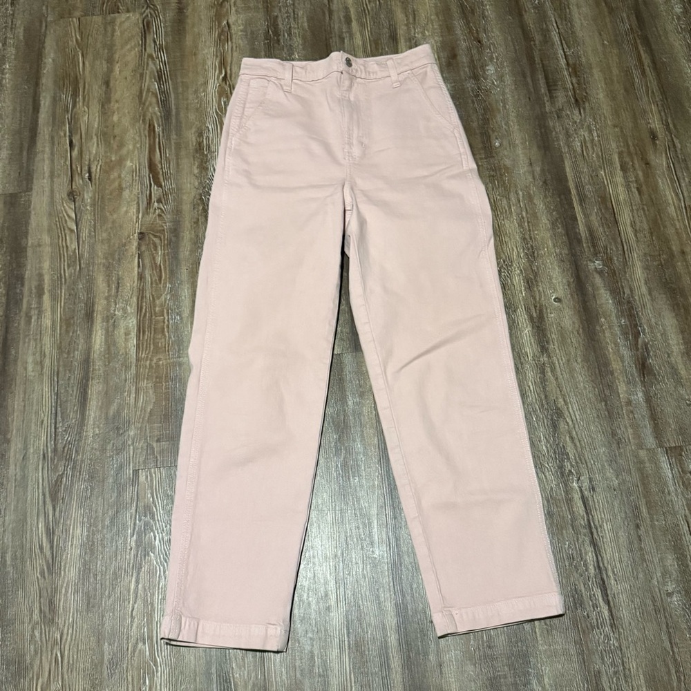 Madewell Classic Straight Pants Women's 26 Utility Pocket High Rise in Dove Pink